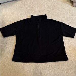 Black Half-Zip Short Sleeve Top